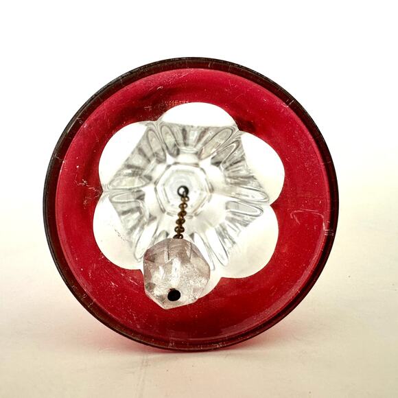 Vintage French Bayel Cristallin Cranberry‎ / Rose Flash Cut Crystal Bell 4 Inch - Picture 4 of 4